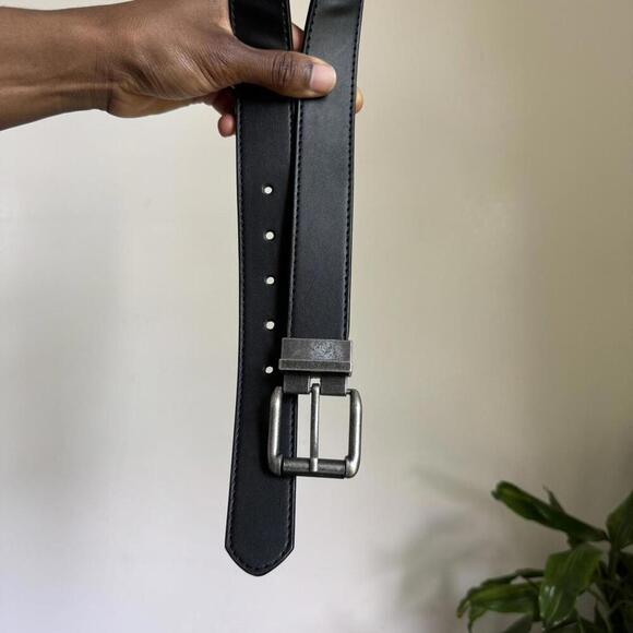 Vintage unisex Black‎ Minimaliste preppy leather belt size 32/80